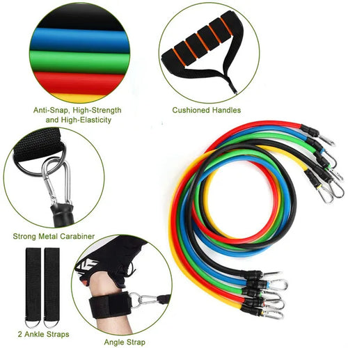 11Pc Resistance Tube Bands Set