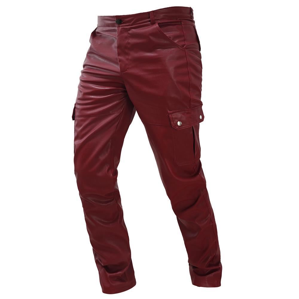 Men's Multi-Pocket Casual Leather Pants