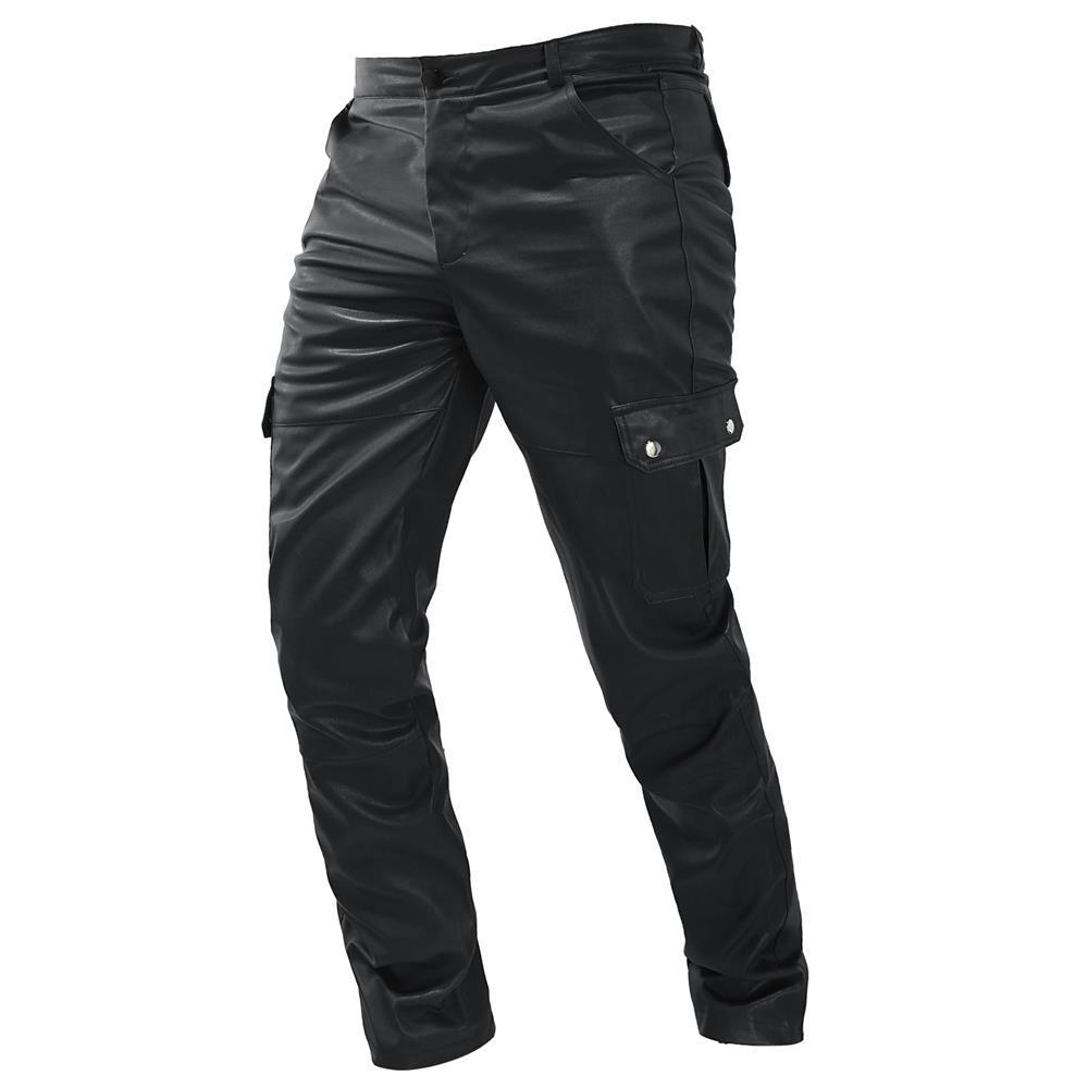 Men's Multi-Pocket Casual Leather Pants