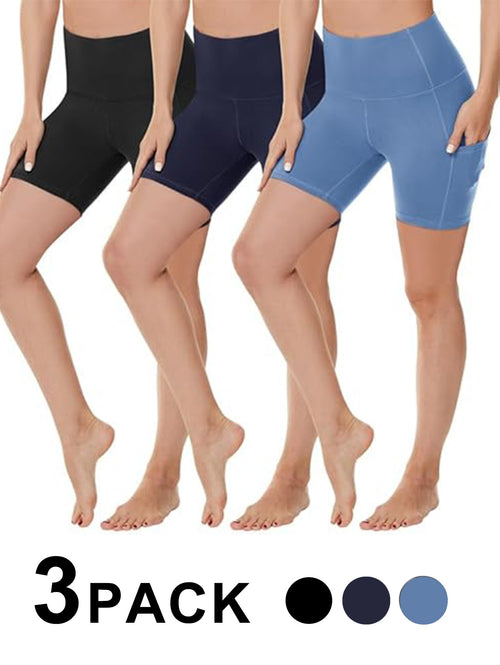 3 Pack Three-point High-waisted Yoga Shorts- Assorted
