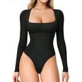 Women's Long Sleeve Snap Close Tummy Control Bodysuit Shapewear for Slimming & Support