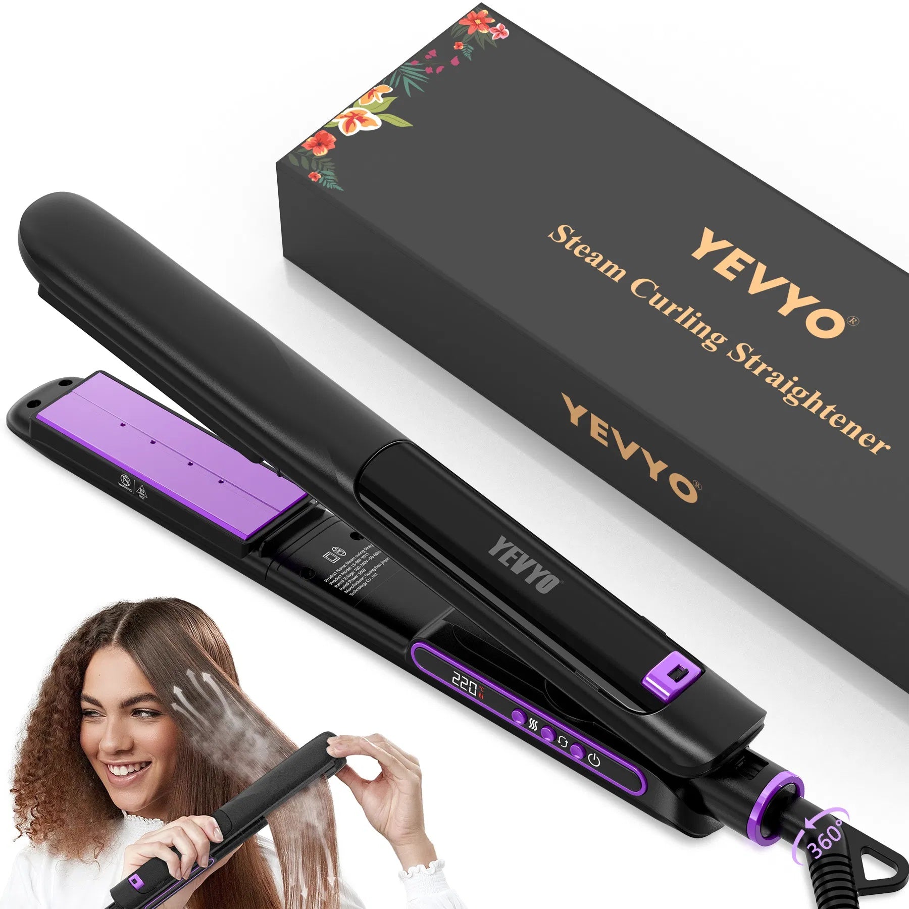 YEVYO Professional High-end Salon 24 Hour Anti-frizz Vapor Straightening Titanium Iron