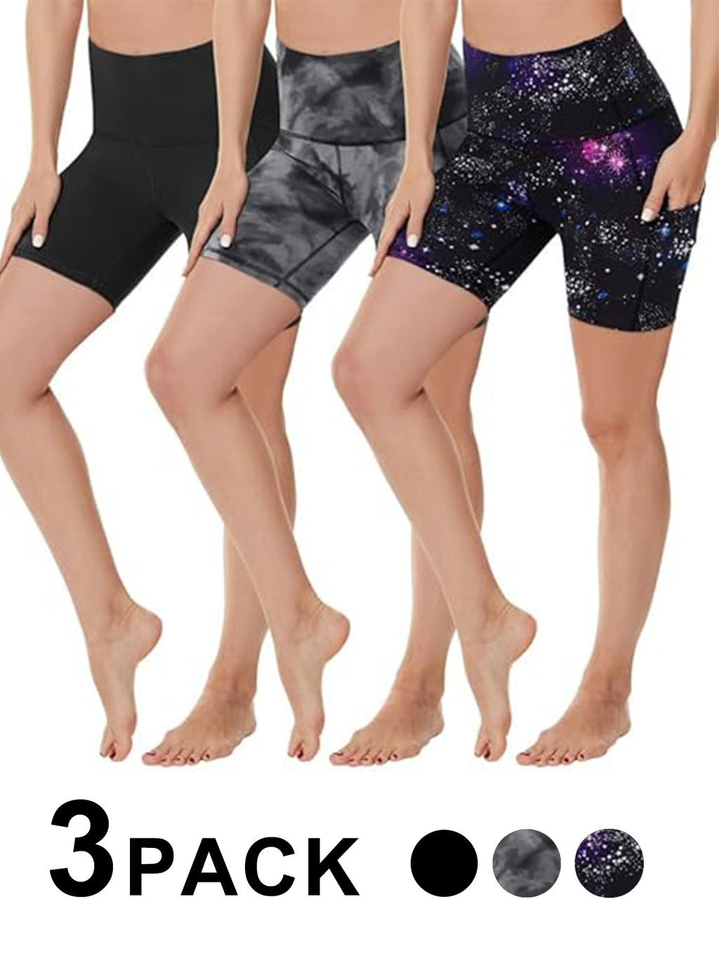 3 Pack Three-point High Waist Yoga Shorts