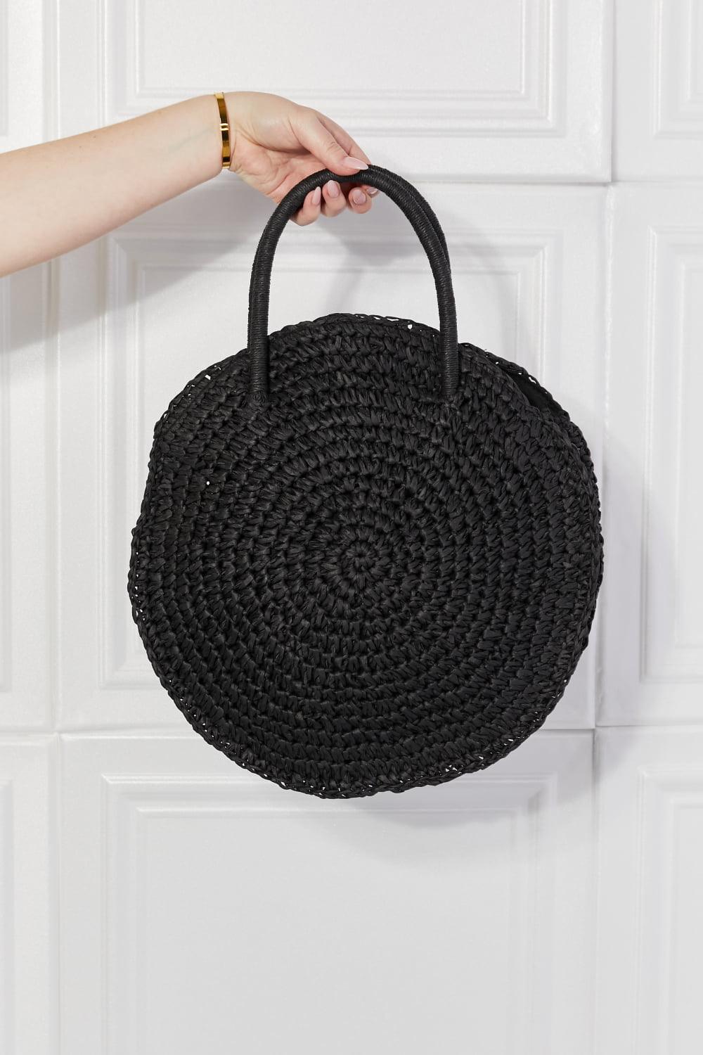 Justin Taylor Beach Date Straw Rattan Handbag in Black - Glamorous Boutique USA L.L.C.